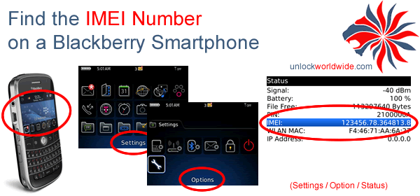 how to find the imei number on a blackberry smartphone