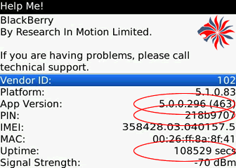 help me screen on a blackberry - first step to finding mep number
