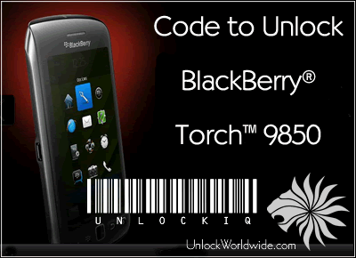 code to unlock a blackberry torch 9850 all worldwide networks