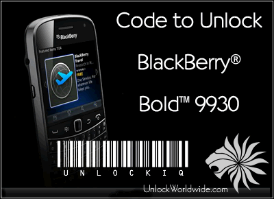 how to unlock a blackberry bold 9930 mobile phone by code