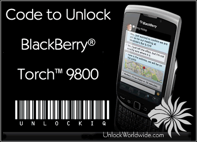 code to unlock a blackberry 9800 torch mobile phone
