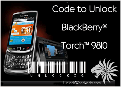 code to unlock a blackberry torch 9810 mobile phone